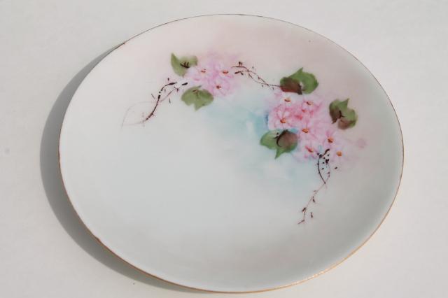 photo of vintage shabby chic china, antique porcelain plates w/ hand painted flowers #8