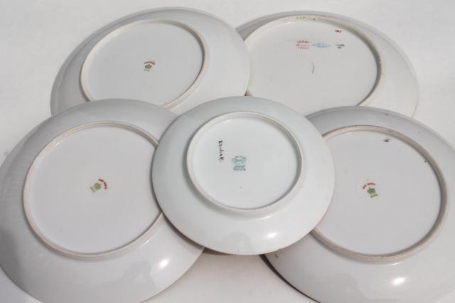 photo of vintage shabby chic china, antique porcelain plates w/ hand painted flowers #9