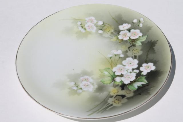 photo of vintage shabby chic floral wedding china, antique porcelain plates w/ hand painted flowers #7