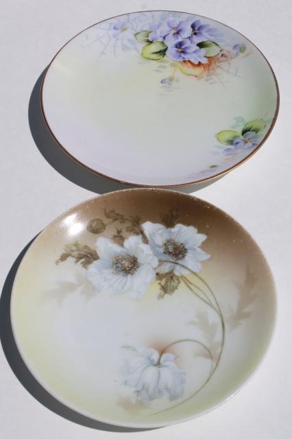 photo of vintage shabby chic floral wedding china, antique porcelain plates w/ hand painted flowers #13