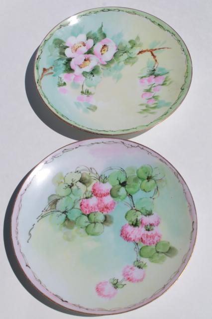 photo of vintage shabby chic floral wedding china, antique porcelain plates w/ hand painted flowers #14