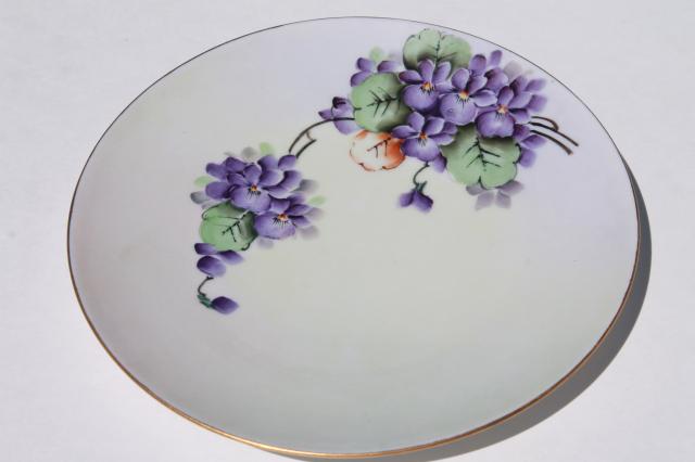 photo of vintage shabby chic floral wedding china, antique porcelain plates w/ hand painted flowers #16