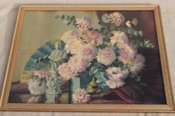 catalog photo of vintage shabby chic gold wood framed floral still-life color tinted photo print