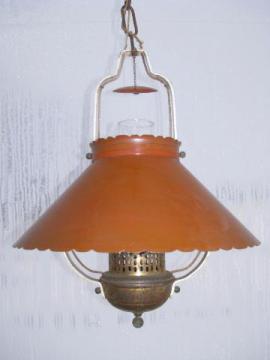 catalog photo of vintage shabby cottage chic tole lamp old paint