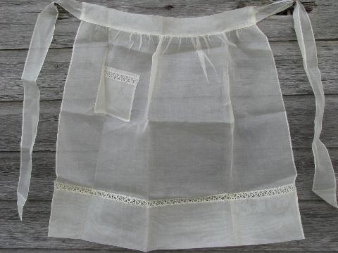 photo of vintage sheer cotton aprons w/ tatting and rick rack lace insertion #4