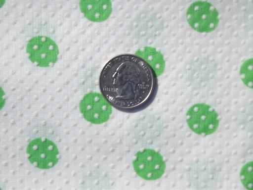 photo of vintage sheer cotton dotted swiss fabric, jade green polka dots print #1