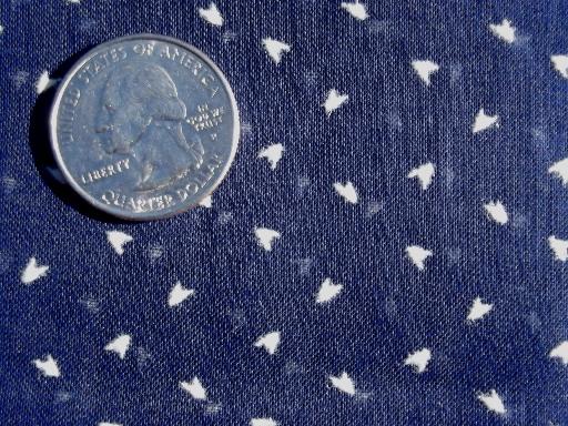 photo of vintage sheer cotton dotted swiss fabric, white birdseye on navy blue #1