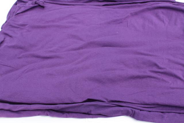 photo of vintage sheer jersey knit fabric, soft light stretchy poly blend, retro purple solid #1