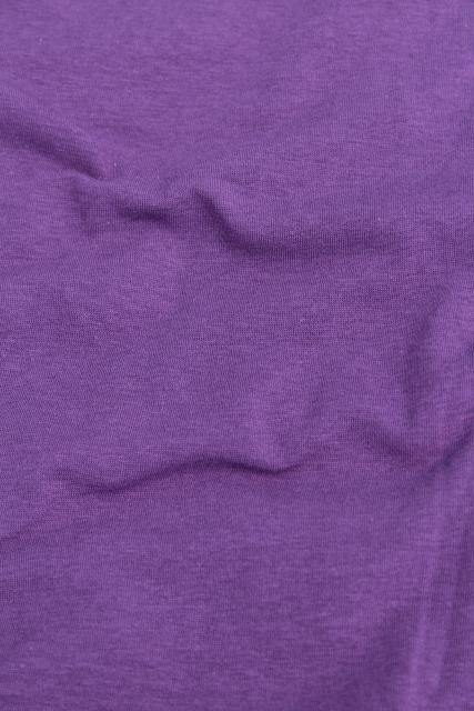 photo of vintage sheer jersey knit fabric, soft light stretchy poly blend, retro purple solid #4