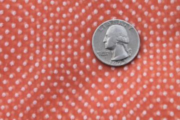 catalog photo of vintage sheer nylon dotted swiss fabric, peachy coral w/ white pin dot