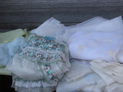 photo of vintage sheer summer curtains, unsorted estate lot ruffled white priscilla etc. #1