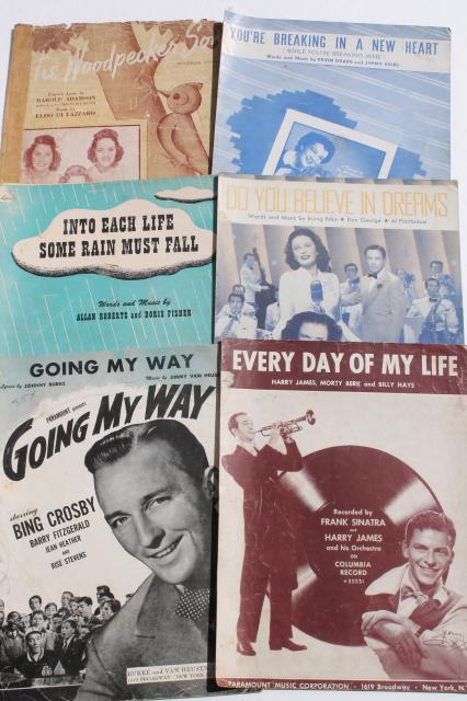 photo of vintage sheet music lot, 90+ pieces 20s, 30s, 40s, 50s, great cover art graphics #3