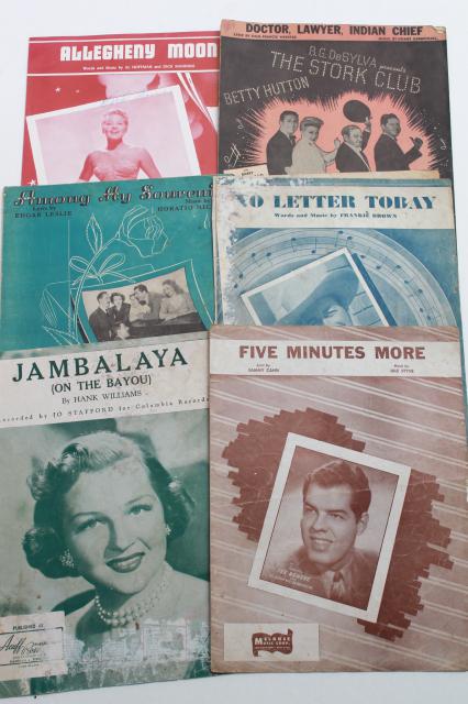 photo of vintage sheet music lot, 90+ pieces 20s, 30s, 40s, 50s, great cover art graphics #9