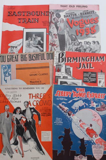 photo of vintage sheet music lot, 90+ pieces 20s, 30s, 40s, 50s, great cover art graphics #12
