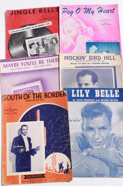 photo of vintage sheet music lot, 90+ pieces 20s, 30s, 40s, 50s, great cover art graphics #18