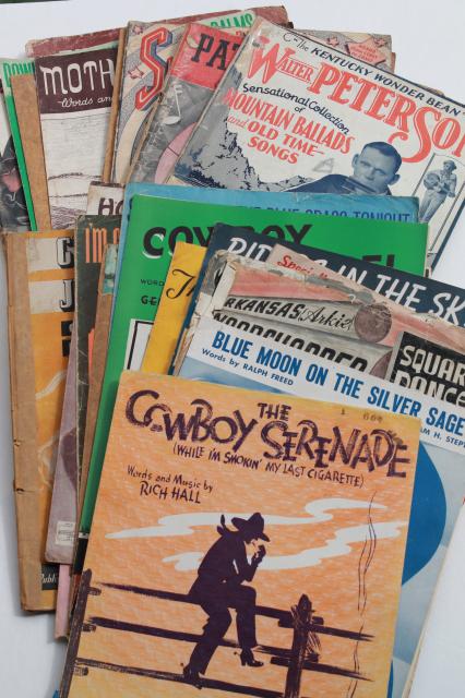 photo of vintage sheet music lot, western cowboy songs w/ dude ranch cover art graphics #1