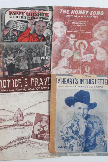 photo of vintage sheet music lot, western cowboy songs w/ dude ranch cover art graphics #2