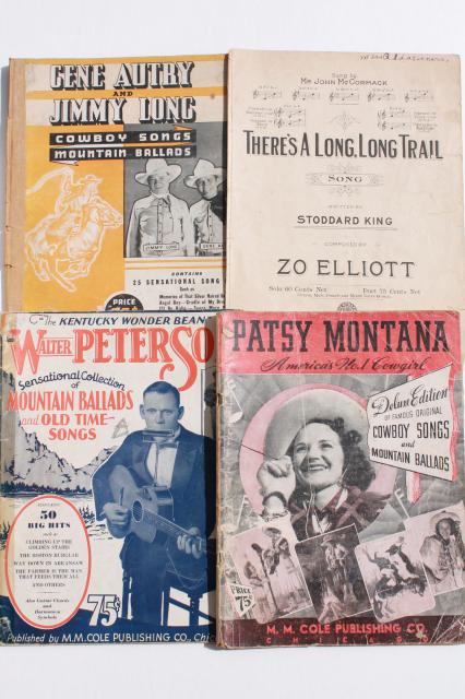 photo of vintage sheet music lot, western cowboy songs w/ dude ranch cover art graphics #3