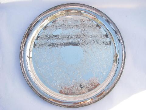 photo of vintage sheffield plate silver, round trays & platters lot #2
