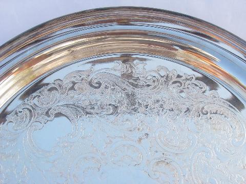 photo of vintage sheffield plate silver, round trays & platters lot #3