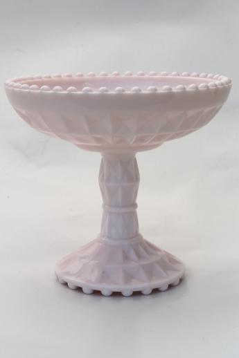 photo of vintage shell pink milk glass compote or candy dish, Jeannette glass #1