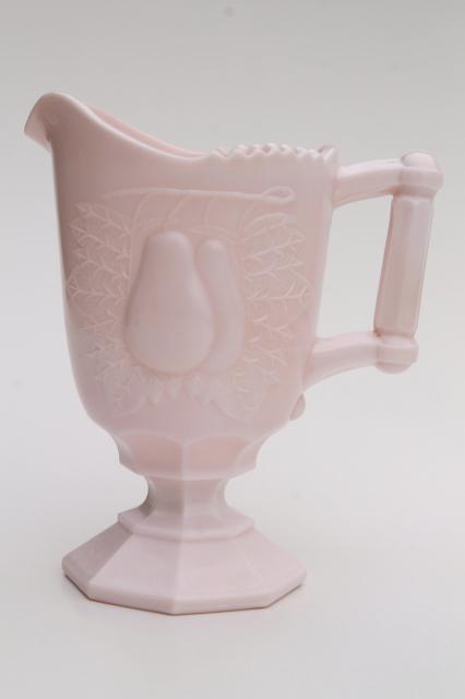 photo of vintage shell pink milk glass cream pitcher & sugar bowl set sweet Baltimore pear #3