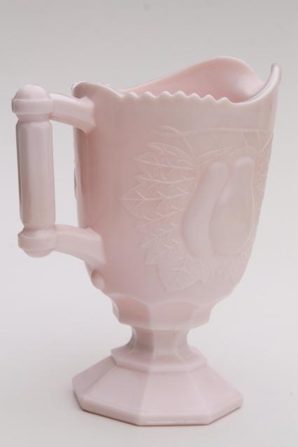 photo of vintage shell pink milk glass cream pitcher & sugar bowl set sweet Baltimore pear #4