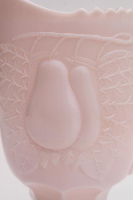 photo of vintage shell pink milk glass cream pitcher & sugar bowl set sweet Baltimore pear #9