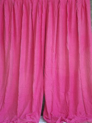 photo of vintage shocking pink curtain panels, full length drapes, very retro! #1