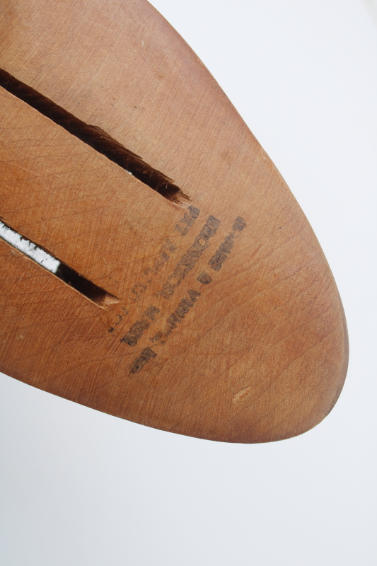 photo of vintage shoe stretchers, all wood screw type adjustable foot forms old patina  #4