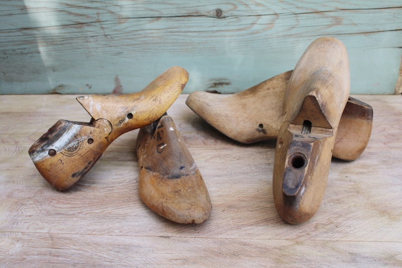 photo of vintage shoe stretchers foot form wood feet for rustic industrial neutral decor #2