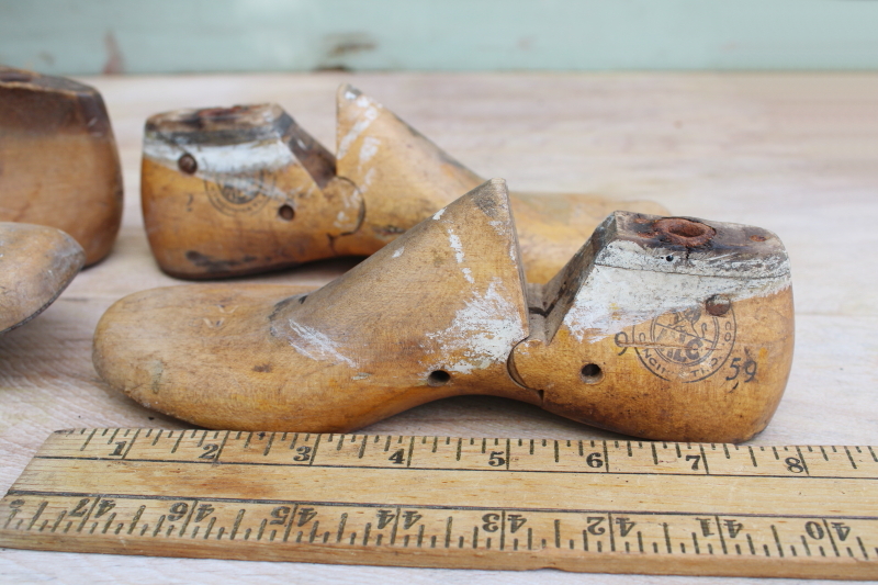 photo of vintage shoe stretchers foot form wood feet for rustic industrial neutral decor #3