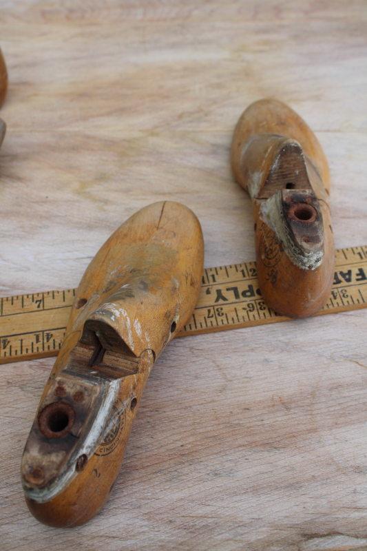 photo of vintage shoe stretchers foot form wood feet for rustic industrial neutral decor #4