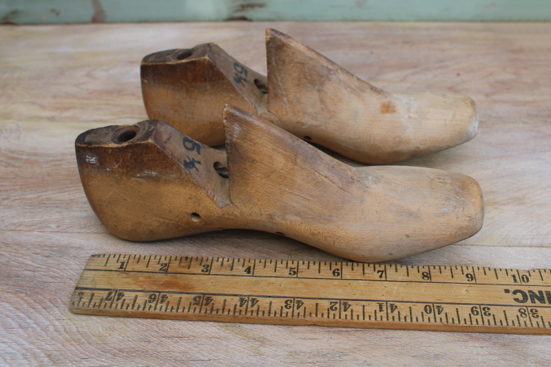 photo of vintage shoe stretchers foot form wood feet for rustic industrial neutral decor #7