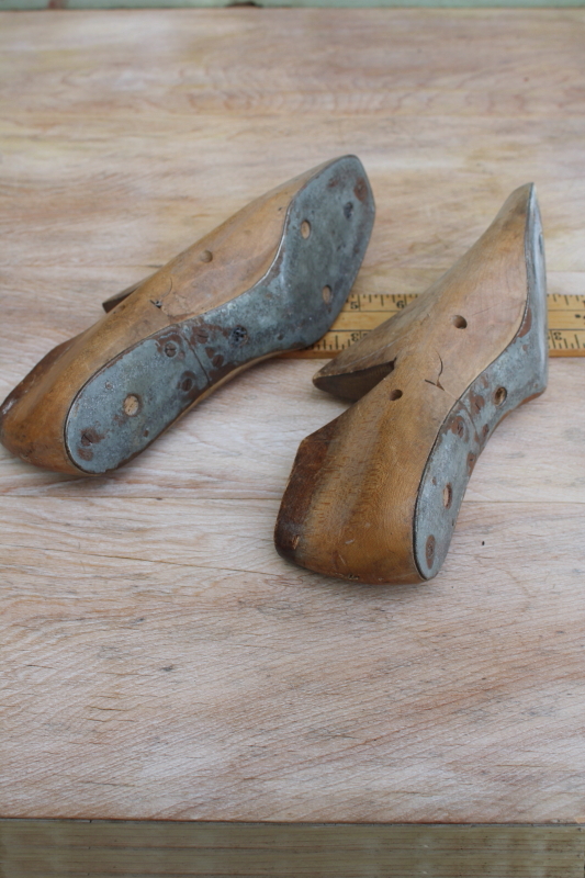 photo of vintage shoe stretchers foot form wood feet for rustic industrial neutral decor #8