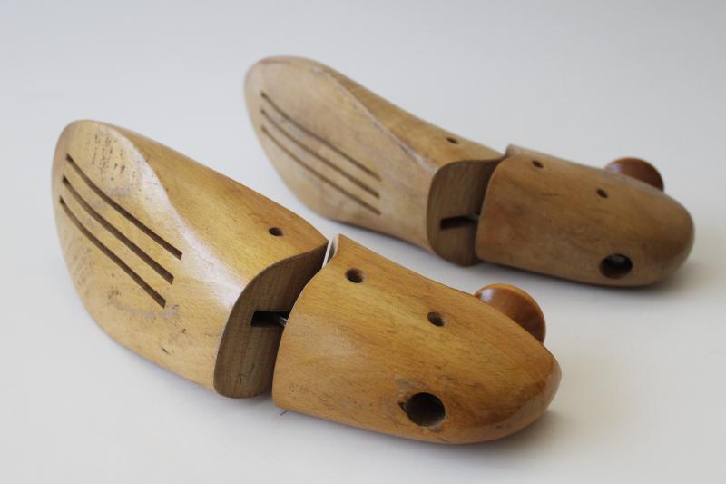 photo of vintage shoe stretchers, wood foot form pair of feet for rustic industrial neutral decor #5