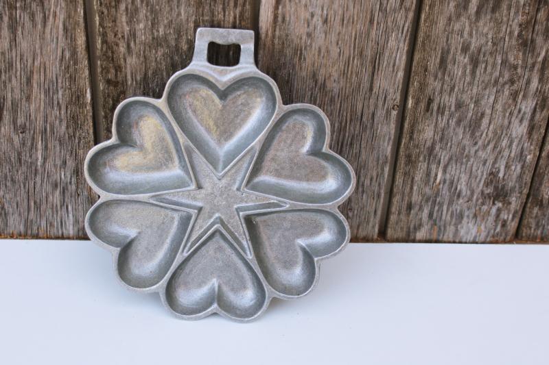 photo of vintage shortbread cookie mold, ring of hearts pan, wall hanging for country kitchen #2