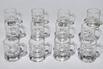 catalog photo of vintage shot glasses, set of 12 mini glass beer steins / shooters