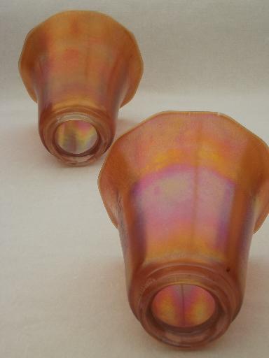 photo of vintage signed Nuart  iridescent glass shades for antique arts & crafts lamp #5