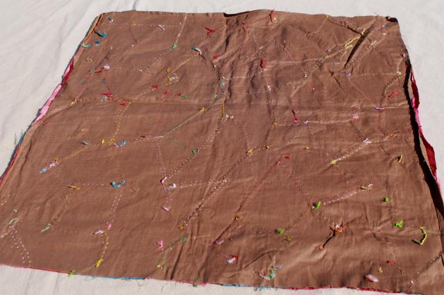 photo of vintage silk satin & velvet crazy quilt embroidery pillow tops, jewel colors bohemian gypsy style! #3