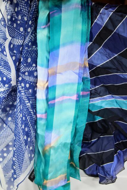 photo of vintage silk scarf lot, 80+ pure silk scarves in all colors to wear or upcycle fabric #2