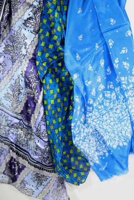 photo of vintage silk scarf lot, 80+ pure silk scarves in all colors to wear or upcycle fabric #3