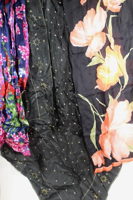 photo of vintage silk scarf lot, 80+ pure silk scarves in all colors to wear or upcycle fabric #8