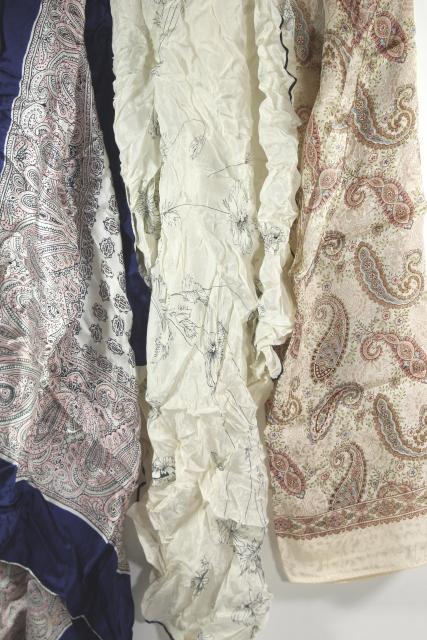 vintage silk scarf lot, 80+ pure silk scarves in all colors