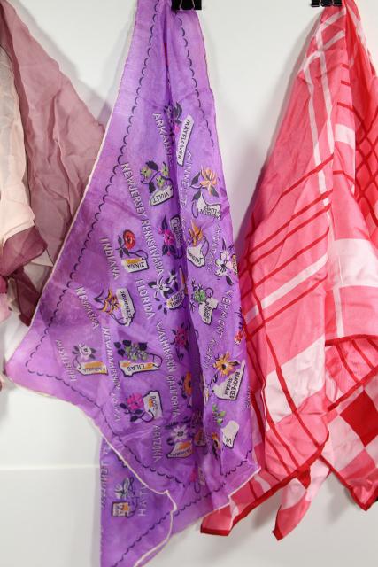 photo of vintage silk scarf lot, 80+ pure silk scarves in all colors to wear or upcycle fabric #17