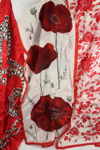 photo of vintage silk scarf lot, 80+ pure silk scarves in all colors to wear or upcycle fabric #18