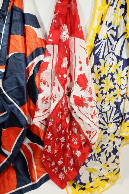 photo of vintage silk scarf lot, 80+ pure silk scarves in all colors to wear or upcycle fabric #19