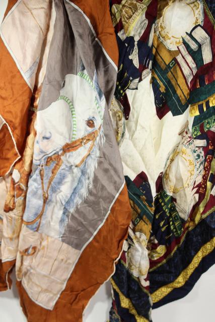 photo of vintage silk scarf lot, 80+ pure silk scarves in all colors to wear or upcycle fabric #23