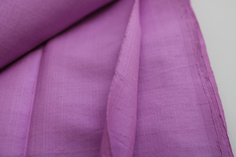 photo of vintage silky fabric, lilac solid color faux silk shantung synthetic material #2