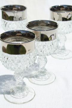 catalog photo of vintage silver band diamond point pattern Indiana glass water goblets or wine glasses